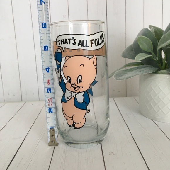 Vintage 1966 Porky Pig Drinking Glass Arby’s Looney Tunes That’s All Folks - Picture 3 of 11